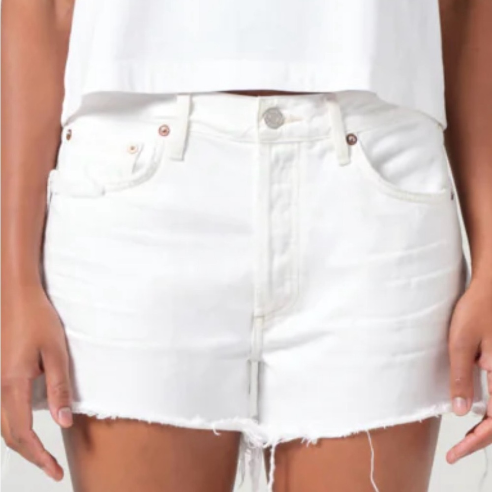 Agolde Parker Cut Off White Jean Shorts